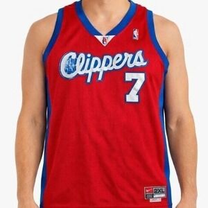 Vtg Nike Team Lamar Odom LA Clippers Jersey 2XL Red Stitched NBA Y2K Distressed